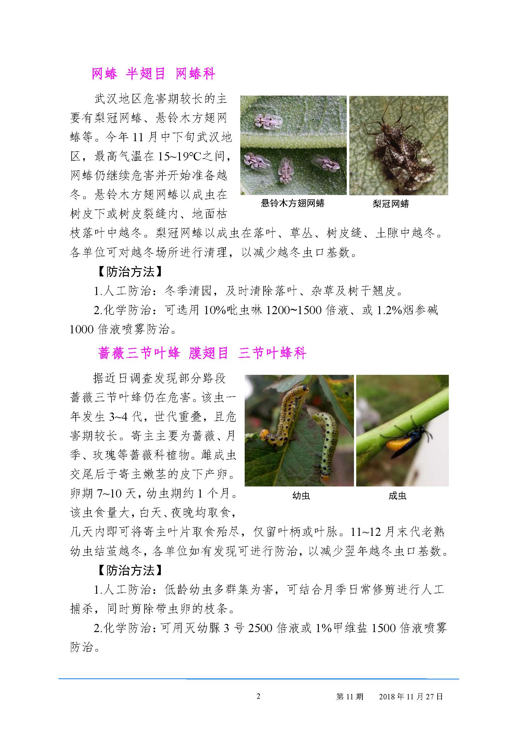 园林病虫害预防预报2018第11期